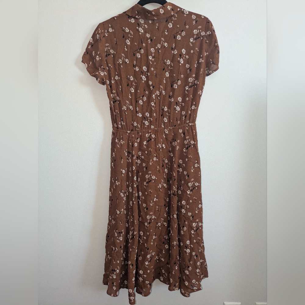 Reformation Leigh Floral Brown Dress Size small $218 - Picture 5 of 8